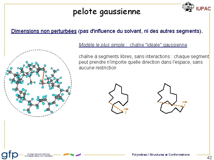 pelote gaussienne IUPAC Dimensions non perturbées (pas d'influence du solvant, ni des autres segments). pelote gaussienne IUPAC Dimensions non perturbées (pas d'influence du solvant, ni des autres segments).
