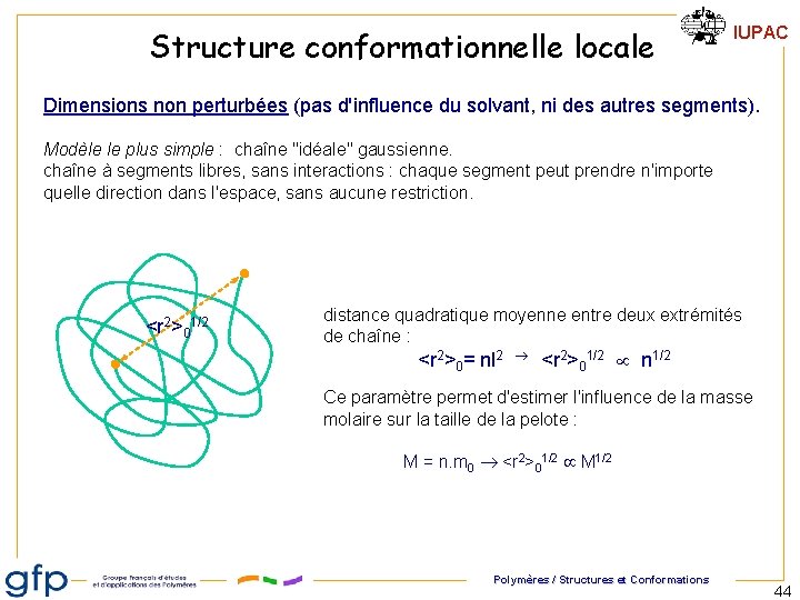 Structure conformationnelle locale IUPAC Dimensions non perturbées (pas d'influence du solvant, ni des autres Structure conformationnelle locale IUPAC Dimensions non perturbées (pas d'influence du solvant, ni des autres