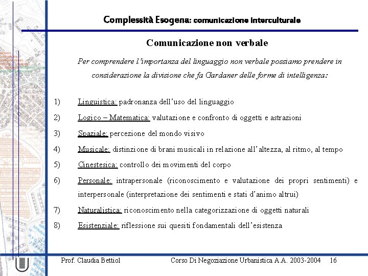 Complessità Esogena: comunicazione interculturale Comunicazione non verbale Per comprendere l’importanza del linguaggio non verbale