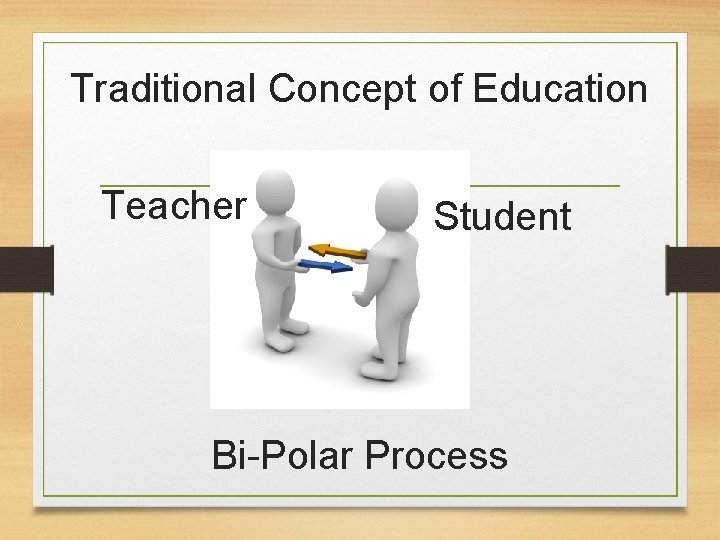 Traditional Concept of Education Teacher Student Bi-Polar Process 