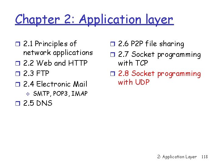 Chapter 2: Application layer r 2. 1 Principles of network applications r 2. 2