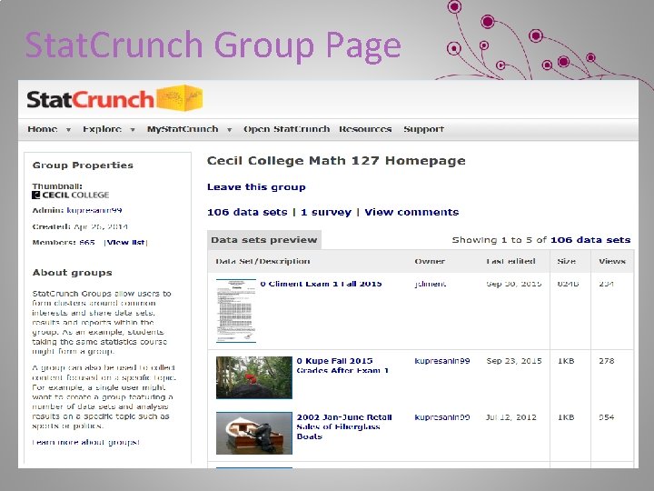 Stat. Crunch Group Page 