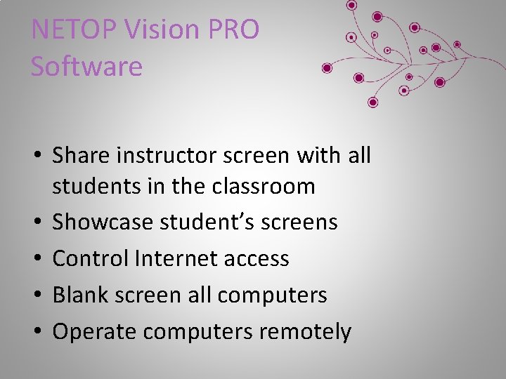 NETOP Vision PRO Software • Share instructor screen with all students in the classroom