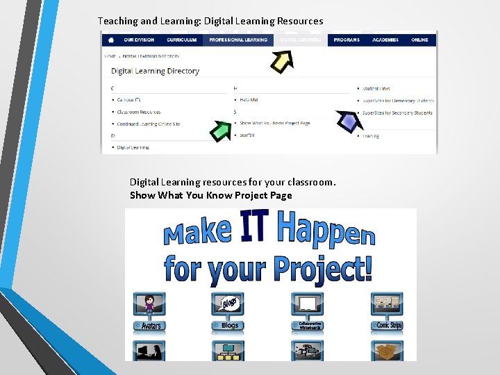 Teaching and Learning: Digital Learning Resources Digital Learning resources for your classroom. Show What