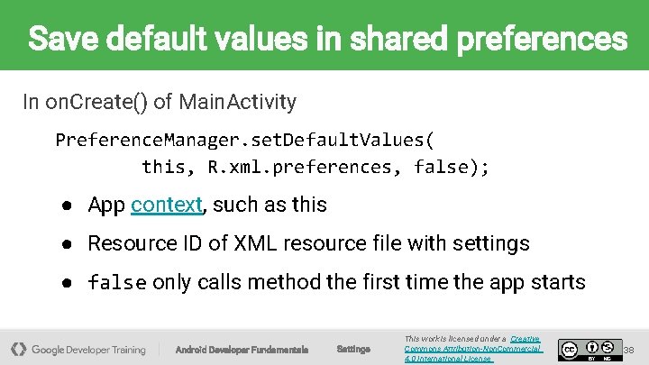 Save default values in shared preferences In on. Create() of Main. Activity Preference. Manager.
