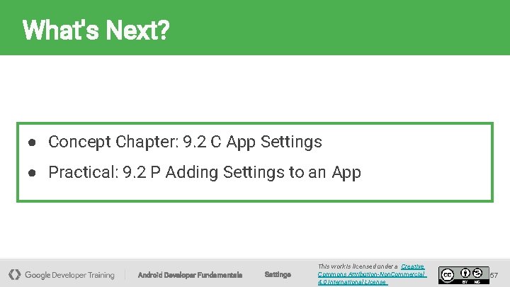 What's Next? ● Concept Chapter: 9. 2 C App Settings ● Practical: 9. 2