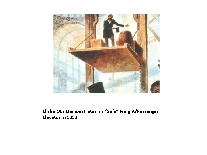 Elisha Otis Demonstrates his “Safe” Freight/Passenger Elevator in 1853 