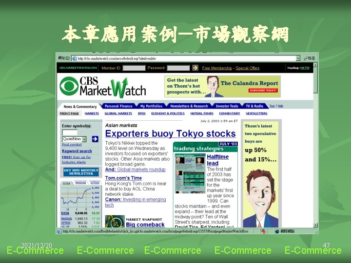 本章應用案例─市場觀察網 2021/12/20 E-Commerce 47 E-Commerce 