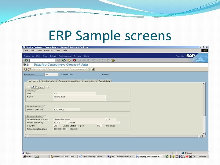 ERP Sample screens ERP Sample screens