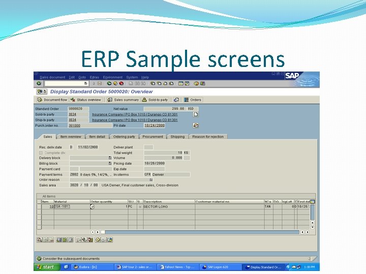 ERP Sample screens ERP Sample screens