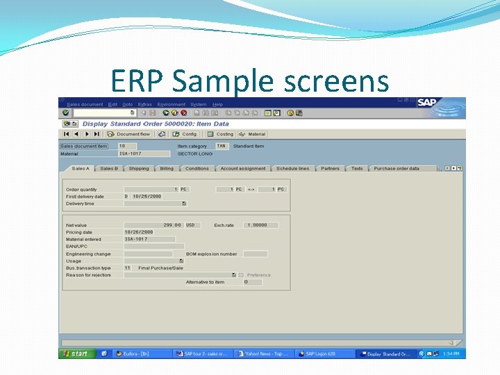 ERP Sample screens ERP Sample screens