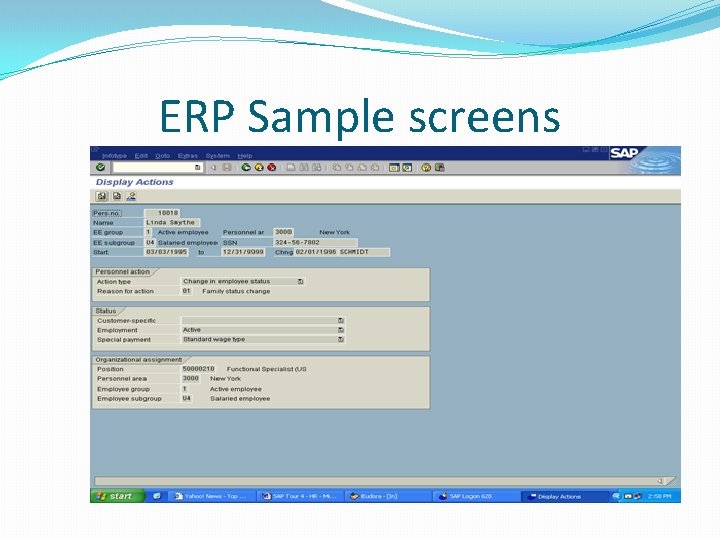 ERP Sample screens ERP Sample screens