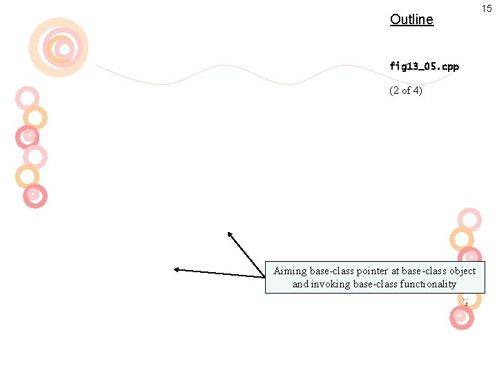 Outline fig 13_05. cpp (2 of 4) Aiming base-class pointer at base-class object and