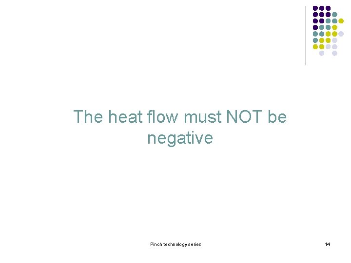 The heat flow must NOT be negative Pinch technology series 14 The heat flow must NOT be negative Pinch technology series 14