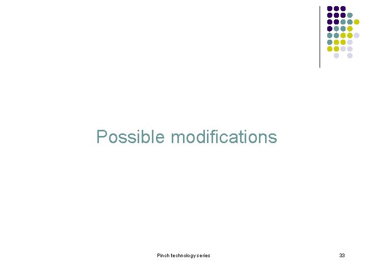 Possible modifications Pinch technology series 33 Possible modifications Pinch technology series 33