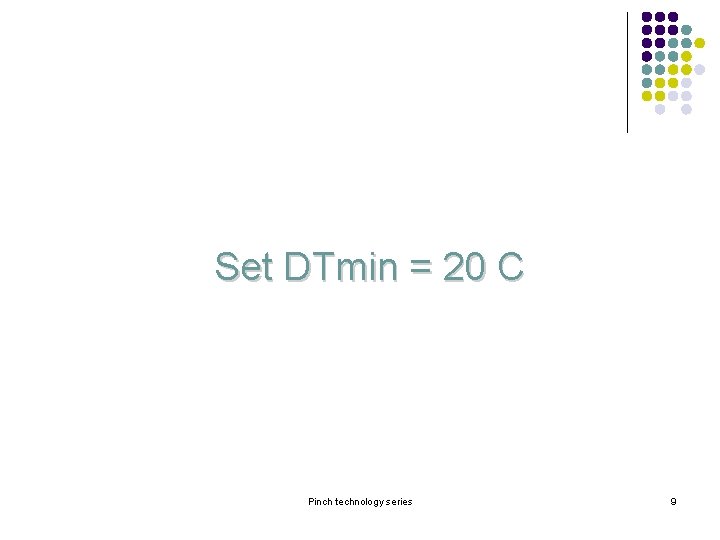 Set DTmin = 20 C Pinch technology series 9 Set DTmin = 20 C Pinch technology series 9
