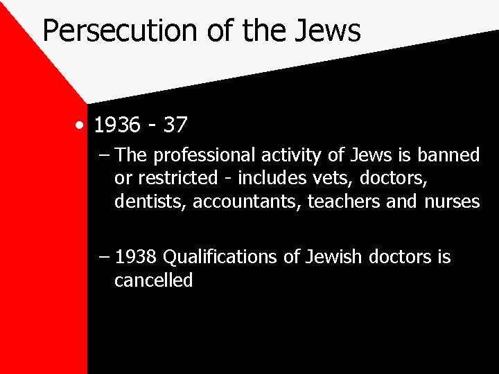 Persecution of the Jews • 1936 - 37 – The professional activity of Jews