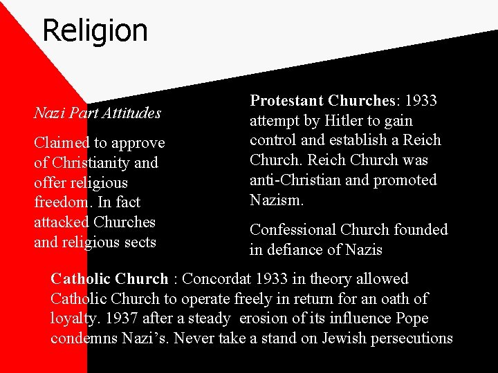 Religion Nazi Part Attitudes Claimed to approve of Christianity and offer religious freedom. In