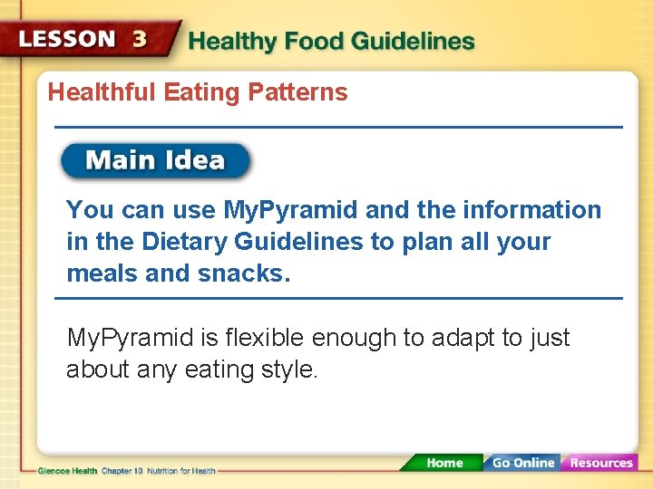 Healthful Eating Patterns You can use My. Pyramid and the information in the Dietary Healthful Eating Patterns You can use My. Pyramid and the information in the Dietary