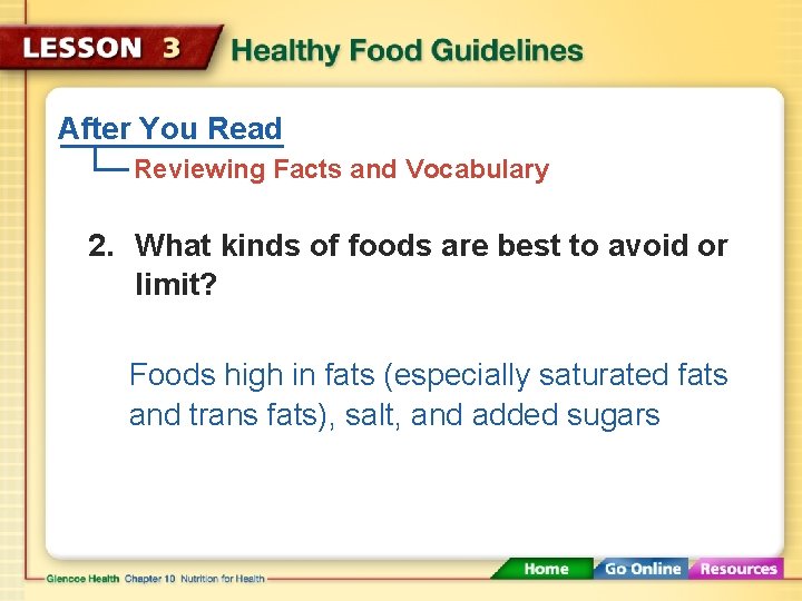 After You Read Reviewing Facts and Vocabulary 2. What kinds of foods are best After You Read Reviewing Facts and Vocabulary 2. What kinds of foods are best