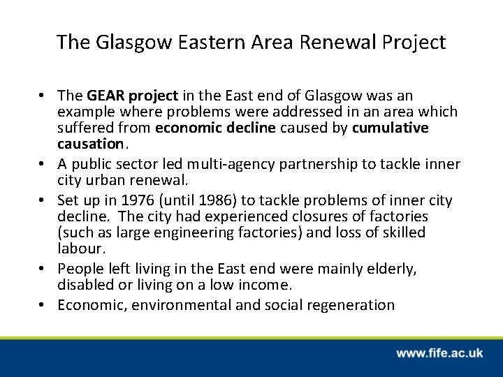 The Glasgow Eastern Area Renewal Project • The GEAR project in the East end
