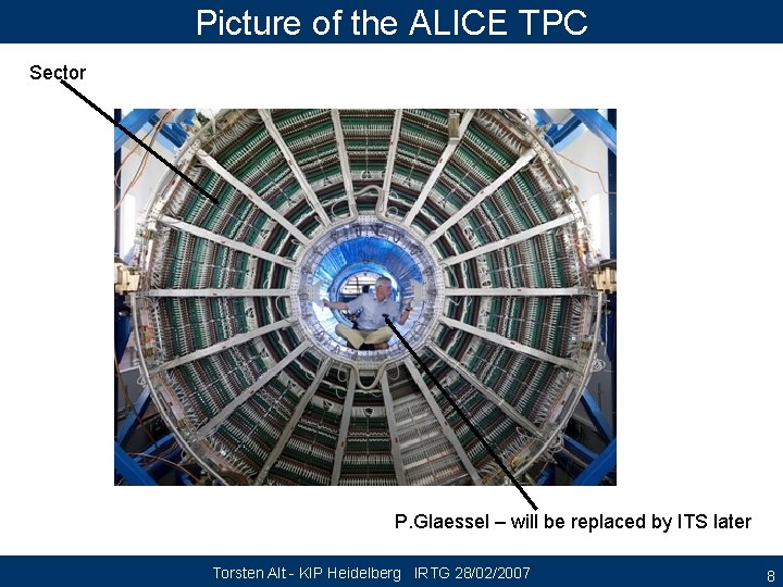 Picture of the ALICE TPC Sector P. Glaessel – will be replaced by ITS