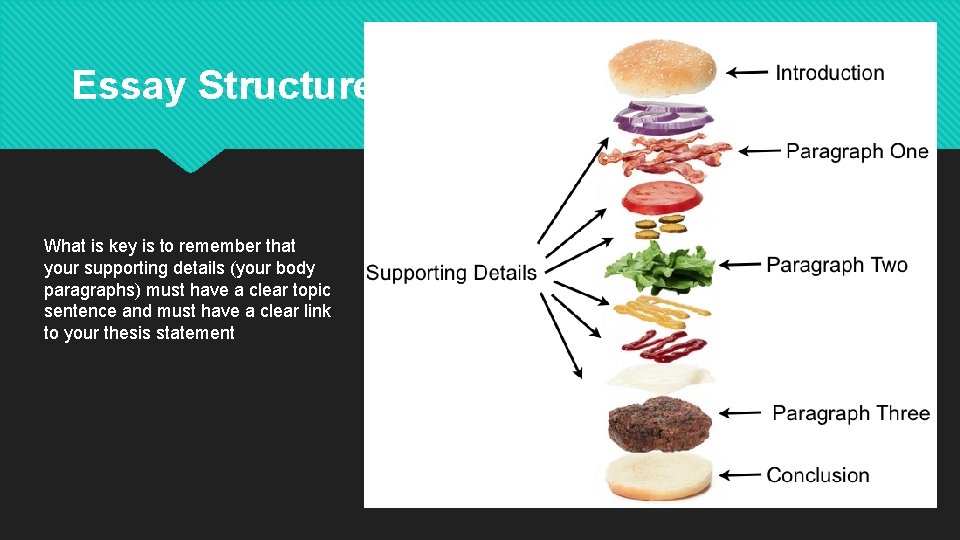 Essay Structure What is key is to remember that your supporting details (your body