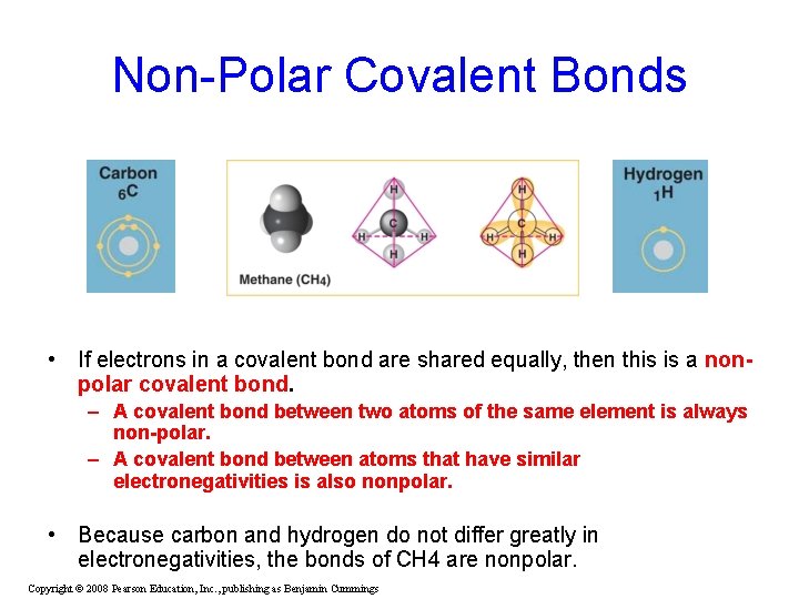 Non-Polar Covalent Bonds • If electrons in a covalent bond are shared equally, then Non-Polar Covalent Bonds • If electrons in a covalent bond are shared equally, then