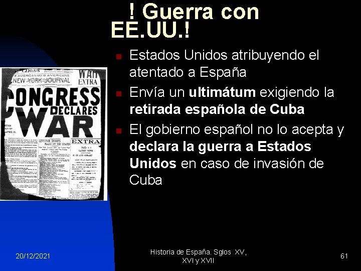 ! Guerra con EE. UU. ! n n n 20/12/2021 Estados Unidos atribuyendo el