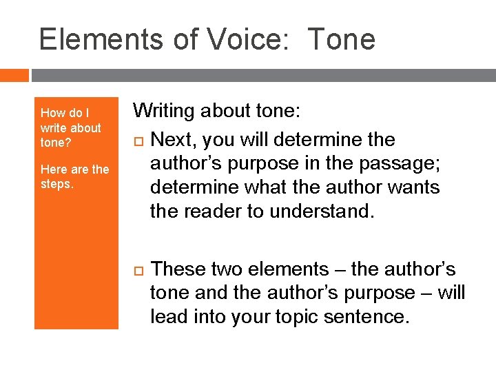 Elements of Voice: Tone How do I write about tone? Here are the steps.