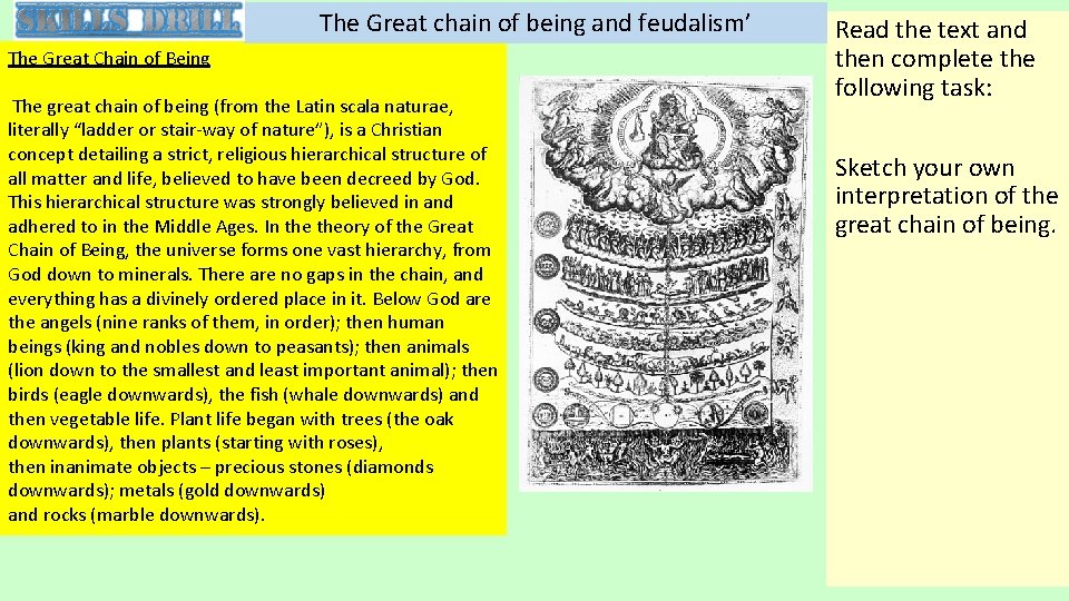 The Great chain of being and feudalism’ The Great Chain of Being The great