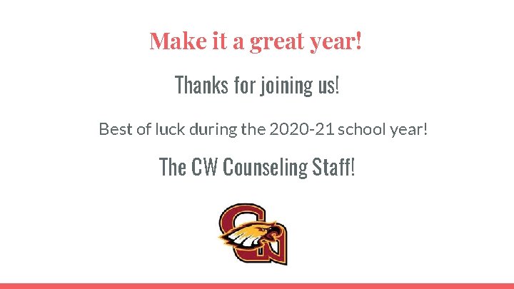 Make it a great year! Thanks for joining us! Best of luck during the