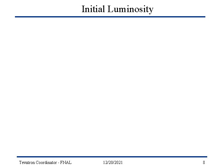 Initial Luminosity Tevatron Coordinator - FNAL 12/20/2021 8 