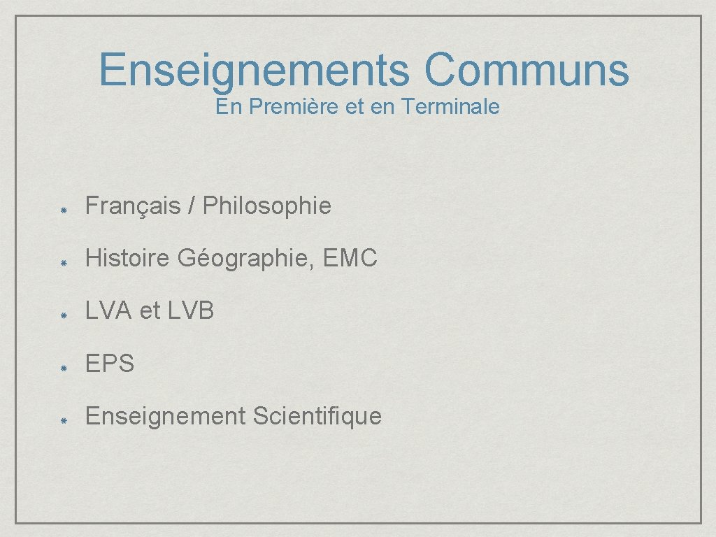 Enseignements Communs En Première et en Terminale Français / Philosophie Histoire Géographie, EMC LVA