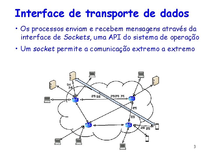 Interface de transporte de dados • Os processos enviam e recebem mensagens através da Interface de transporte de dados • Os processos enviam e recebem mensagens através da