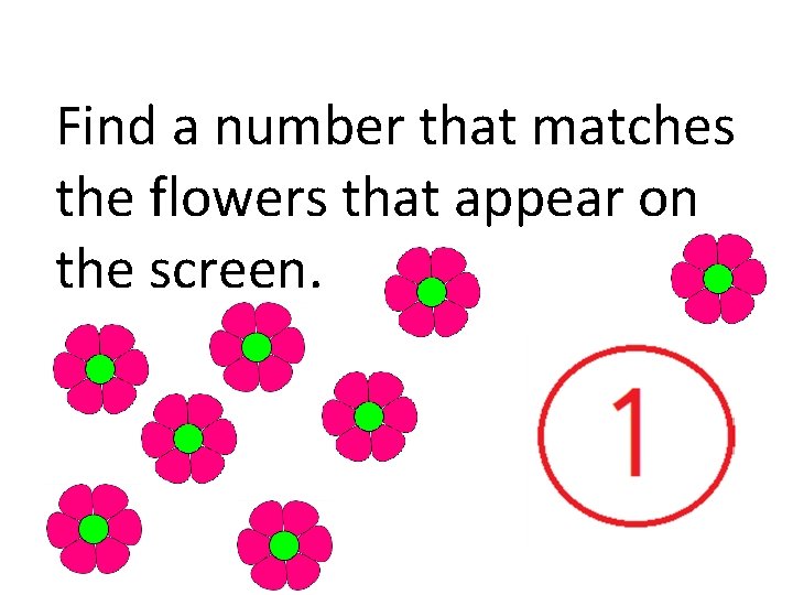 Find a number that matches the flowers that appear on the screen. 