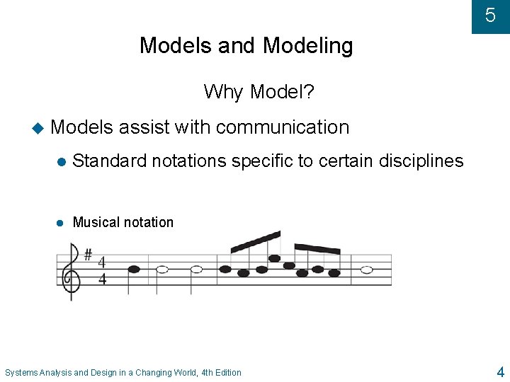 5 Models and Modeling Why Model? u Models assist with communication l Standard notations