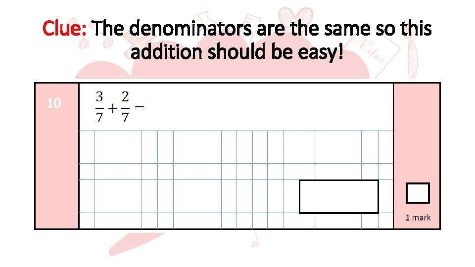 Clue: The denominators are the same so this addition should be easy! 