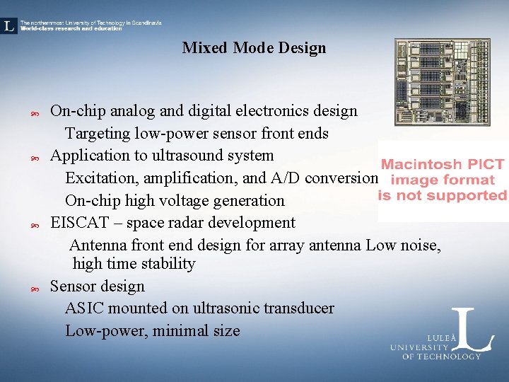 Mixed Mode Design On-chip analog and digital electronics design Targeting low-power sensor front ends