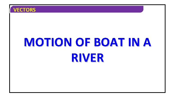 VECTORS MOTION OF BOAT IN A RIVER 