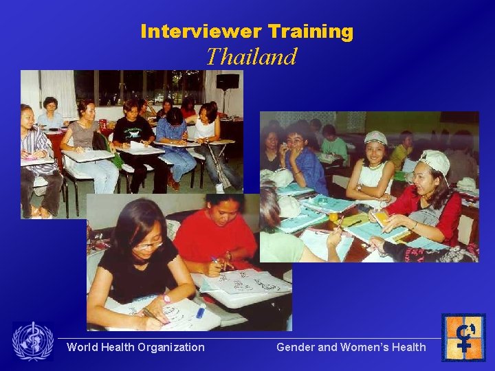 Interviewer Training Thailand World Health Organization Gender and Women’s Health 