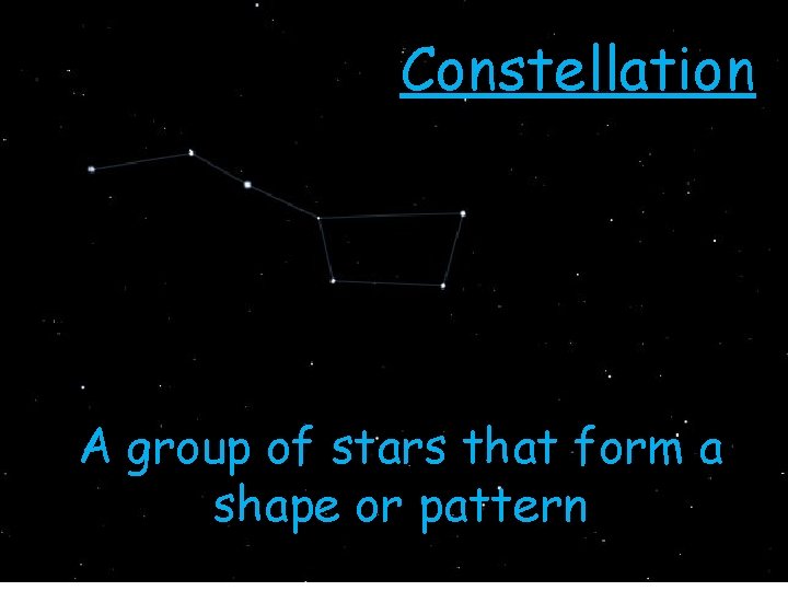 Constellation A group of stars that form a shape or pattern 