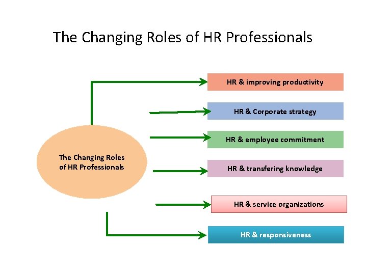 The Changing Roles of HR Professionals HR & improving productivity HR & Corporate strategy