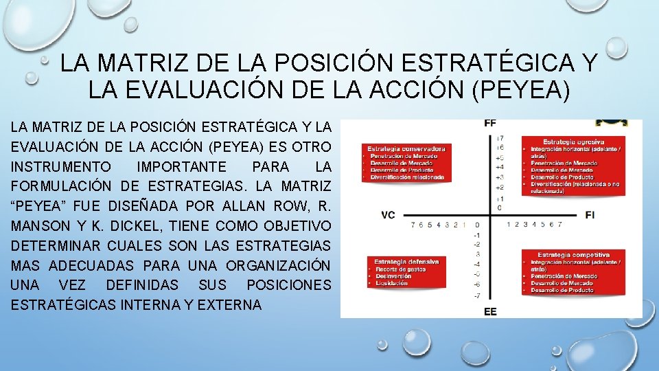 LA MATRIZ DE LA POSICIÓN ESTRATÉGICA Y LA EVALUACIÓN DE LA ACCIÓN (PEYEA) ES