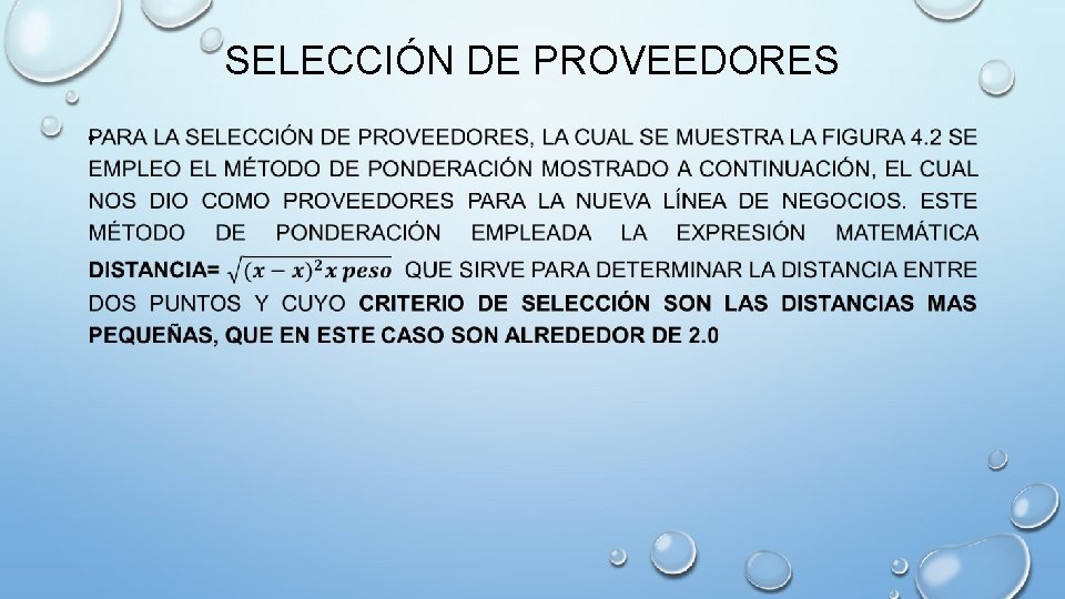 SELECCIÓN DE PROVEEDORES • 