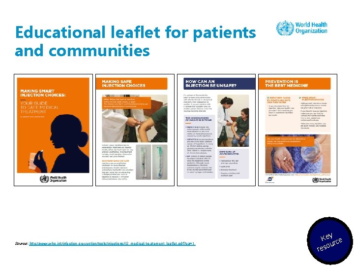 Educational leaflet for patients and communities Source: http: //www. who. int/infection-prevention/tools/injections/IS_medical-treatement_leaflet. pdf? ua=1 Key