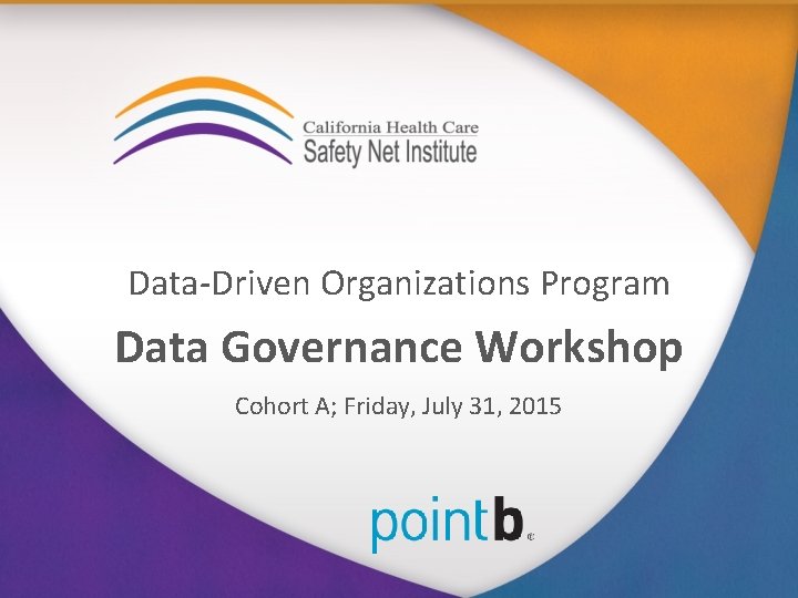 DataDriven Organizations Program Data Governance Workshop Cohort A