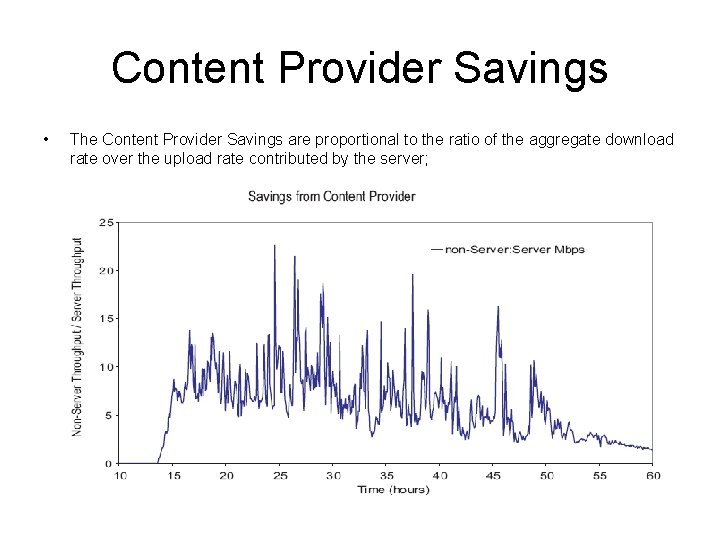 Content Provider Savings • The Content Provider Savings are proportional to the ratio of