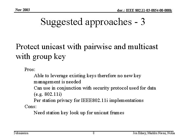 Nov 2003 doc. : IEEE 802. 11 -03 -0854 -00 -000 k Suggested approaches