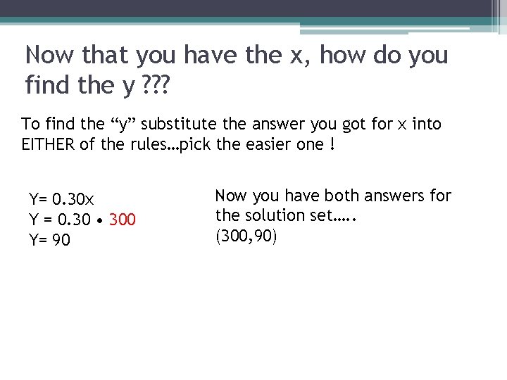 Now that you have the x, how do you find the y ? ?